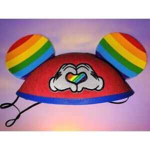 Mickey Mouse Rainbow Pride Disney Adult Ears Hat Love Red Heart LGBTQ